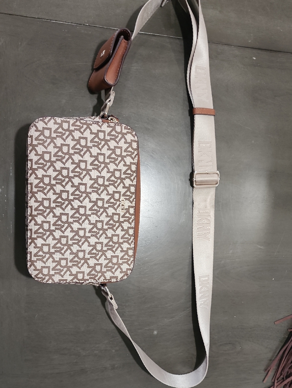 Designer-Pattern Brown & Cream Crossbody Sling Bag